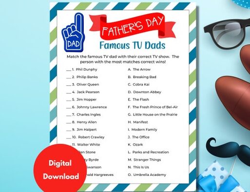 Famosos papás de televisión Día del padre Concurso de televisión Día del padre Juego de trivia Padres...