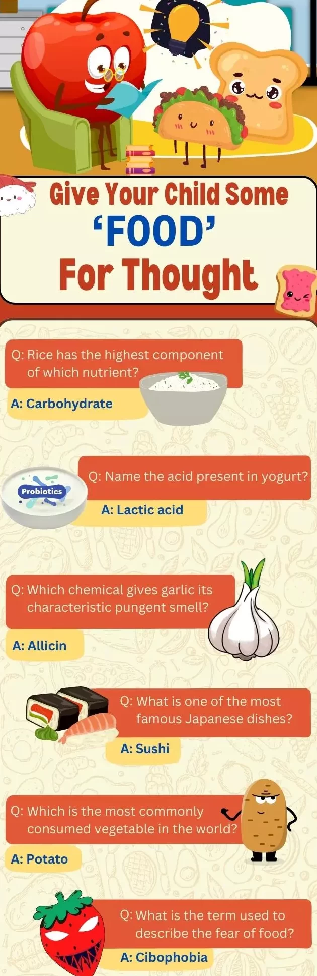 Más de 100 preguntas interesantes sobre trivia sobre alimentos para niños, con respuestas