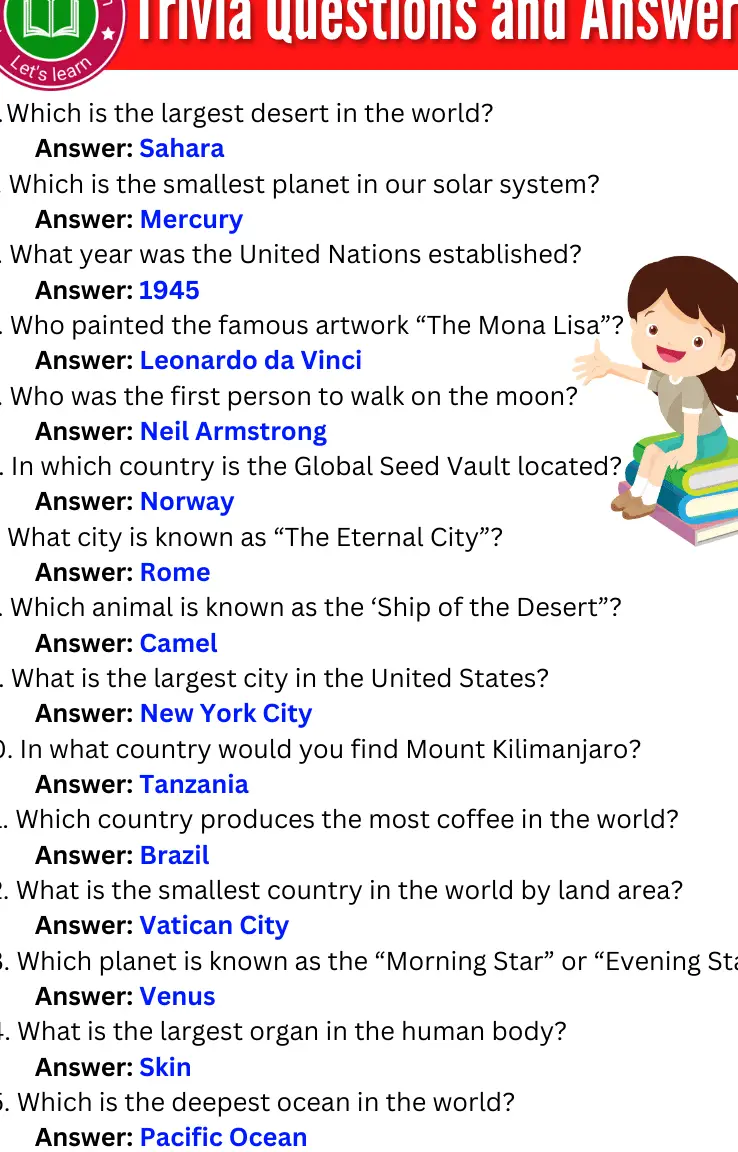 Más de 50 mejores preguntas y respuestas de trivia » Onlymyenglish.com