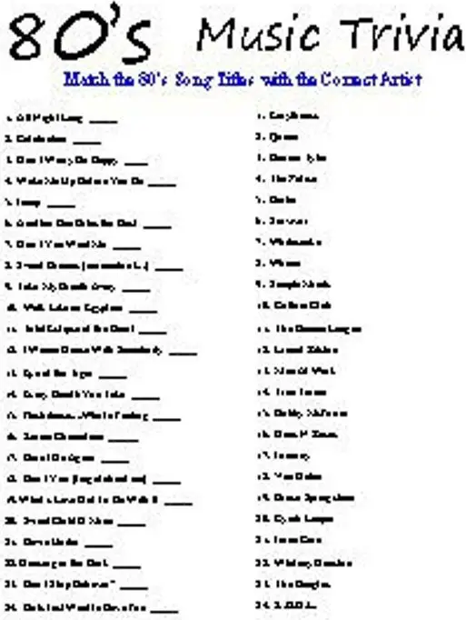 Trivia-quiz uit de jaren 80 y muziektrivia uit de jaren 80 - Etsy ...